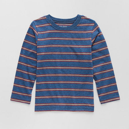 Okie Dokie Toddler & Little Boys Crew Neck Long Sleeve T-Shirt, 18 Months, Blue