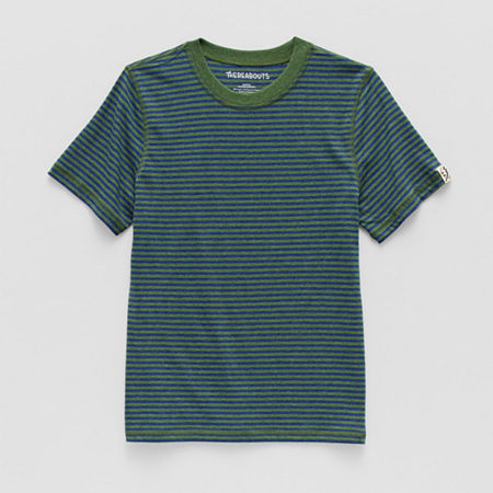 Thereabouts Little & Big Kid Boys Easy-on + Easy-off Sensory Friendly Crew Neck Short Sleeve Adaptive T-Shirt, M (10-12) Husky, Green