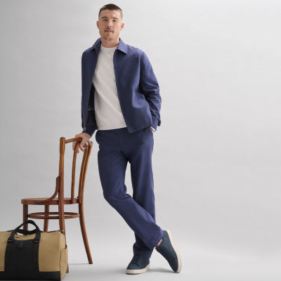 Stafford Linen Blend Mens Bomber Jacket, Color: Navy - JCPenney