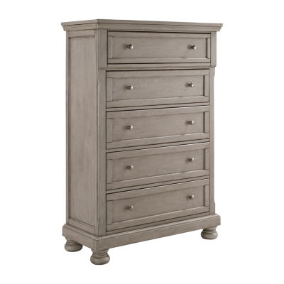 Signature Design by Ashley Lettner 5-Drawer Chest of Drawers in Light Gray