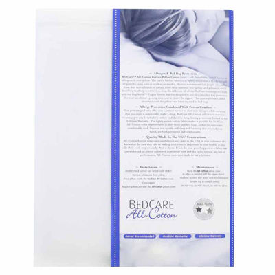 BedCare All Cotton Allergy and Bed Bug Proof Pillow Cover, Color White