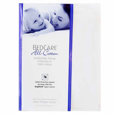 BedCare All Cotton Allergy and Bed Bug Proof Pillow Cover, Color White