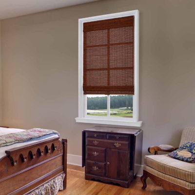 Bamboo Woven Wood Cordless Room Darkening Roman Shade