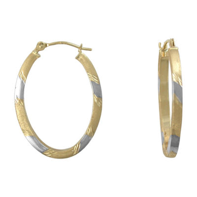 Two-Tone 14K Gold Oval Hoop Earrings - JCPenney