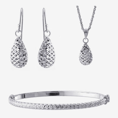 Diamond Cut Womens Sterling Silver 3-pc. Jewelry Set