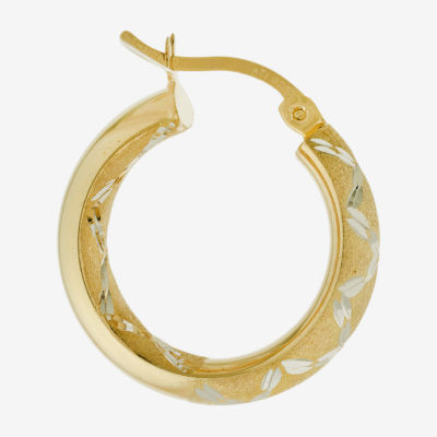 Diamond Cut 14K Two Tone Gold Over Silver 20mm Hoop Earrings