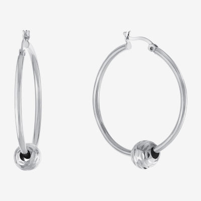 Sterling Silver 36.1mm Ball Hoop Earrings