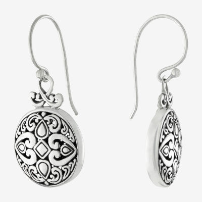 Sterling Silver Round Drop Earrings