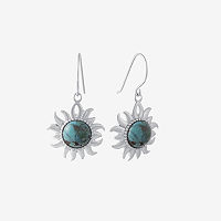 Enhanced Turquoise Filigree Sterling Silver Sun Earrings, One Size , Silver