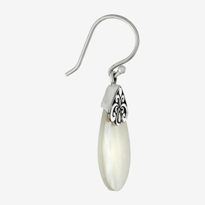 White Mother Of Pearl Sterling Silver Pear Drop Earrings