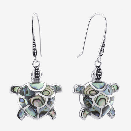 Turtle Genuine Abalone Sterling Silver Drop Earrings, One Size