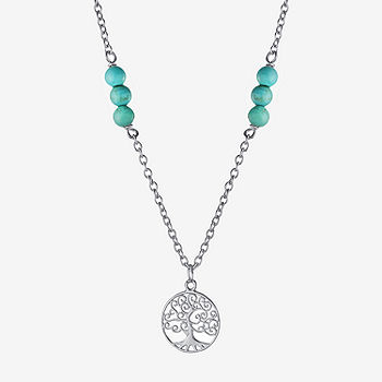 Tree Of Life Womens Enhanced Blue Turquoise Sterling Silver Pendant Necklace  - JCPenney