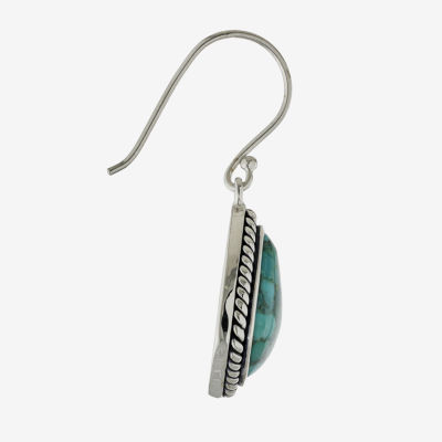 Enhanced Blue Turquoise Sterling Silver Drop Earrings