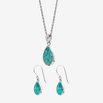 Womens Enhanced Blue Turquoise Sterling Silver 2-pc. Jewelry Set