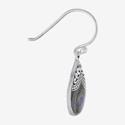 Bali Inspired Abalone Sterling Silver Drop Earrings