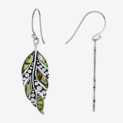 Bali Inspired Womens Abalone Sterling Silver Drop Earrings