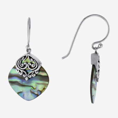 Bali Inspired Abalone Sterling Silver Drop Earrings