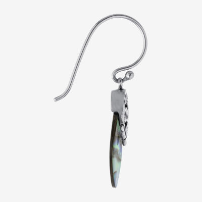 Bali Inspired Abalone Sterling Silver Drop Earrings