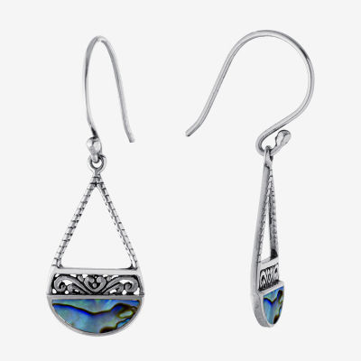 Bali Inspired Abalone Sterling Silver Drop Earrings