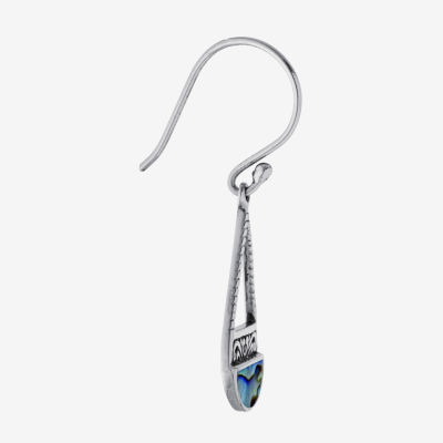 Bali Inspired Abalone Sterling Silver Drop Earrings