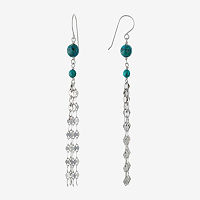 Enhanced Blue Turquoise Sterling Silver Round Drop Earrings, One Size
