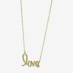 Diamonart "Love" Womens Cubic Zirconia 14K Gold Over Silver Pendant Necklace