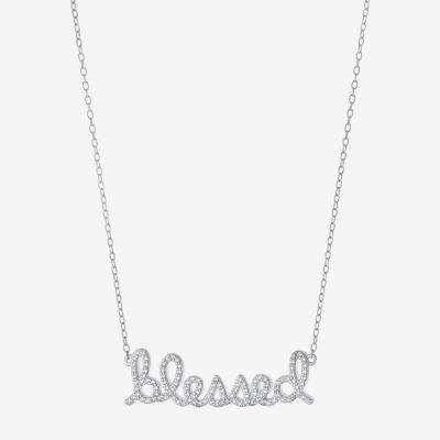 Diamonart "Blessed" Womens Cubic Zirconia Sterling Silver Pendant Necklace