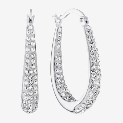 Sterling Silver Crystal Inside-Out Hoop Earrings 