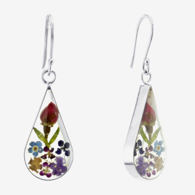 Everlasting Flower Sterling Silver Flower Drop Earrings