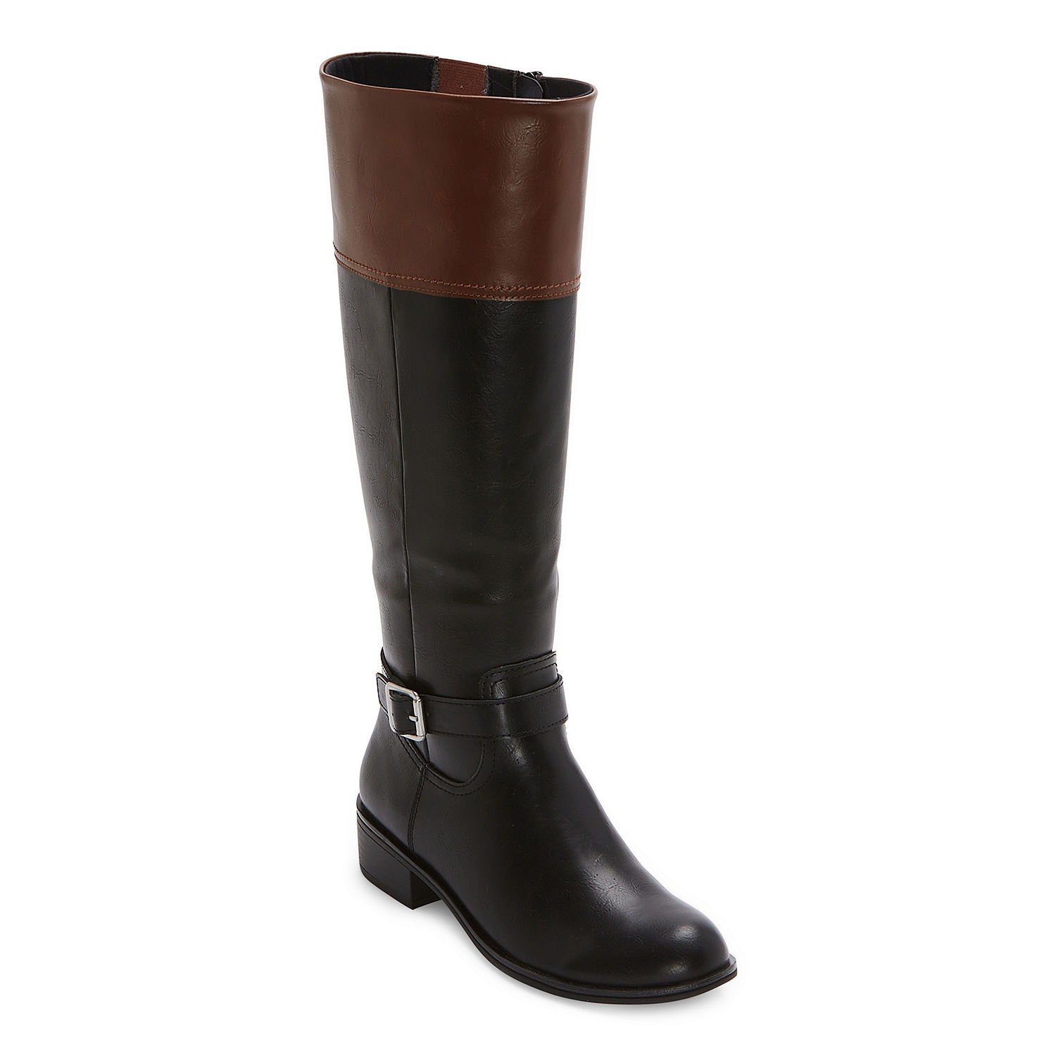 St. John's Bay Womens Danwood Block Heel Riding Boots, Color: Black ...