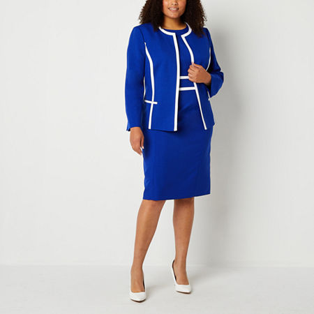 Plus Size Retro Dresses 50s, 60s ,70s, 80s, 90s Black Label by Evan-Picone-Plus Suit Jacket 22w Blue $49.84 AT vintagedancer.com