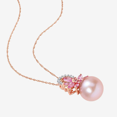 FINE JEWELRY Womens Diamond Accent Pink Cultured Freshwater Pearl