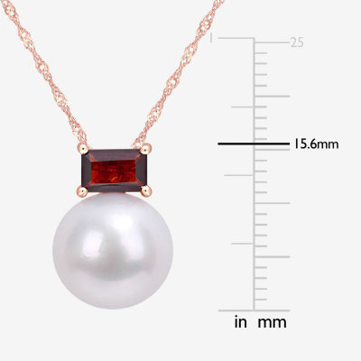 Womens White Cultured Freshwater Pearl 10K Rose Gold Pendant Necklace