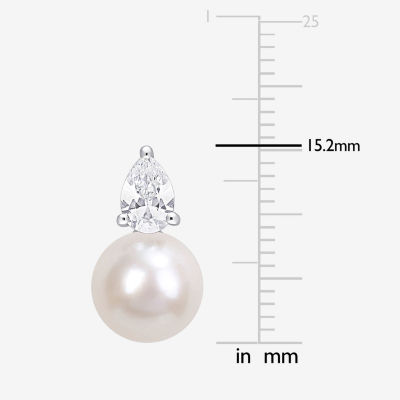 White Cultured Freshwater Pearl Sterling Silver 15.2mm Stud Earrings