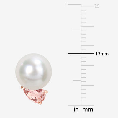 White Cultured South Sea Pearl 14K Rose Gold 13mm Stud Earrings