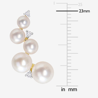 White Cultured Freshwater Pearl 18K Gold Over Silver Drop Earrings