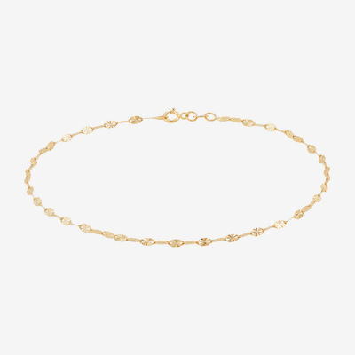 Made in Italy 14K Gold 10 Inch Solid Link Ankle Bracelet