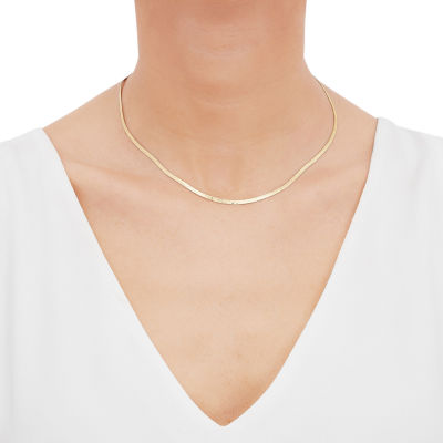 Made in Italy 10K Gold 18 Inch Herringbone Chain Necklace