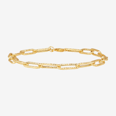 Made in Italy Womens 14K Gold 8 Inch Hollow Paperclip Chain Bracelet