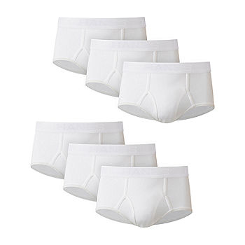 Stafford Men's 6-Pack 100% Cotton Low-Rise White Briefs