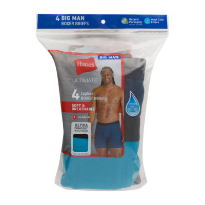 Hanes Big and Tall Mens 4 Pack Boxer Briefs