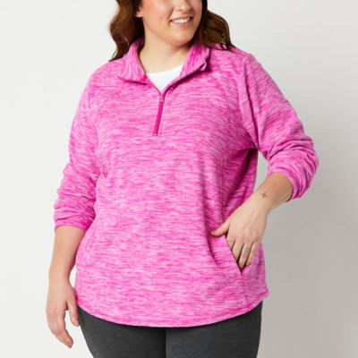 St. John's Bay Plus Polar Fleece Womens Long Sleeve Quarter-Zip Pullover