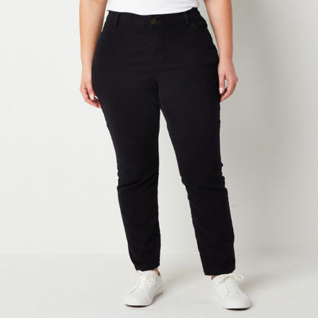 Liz Claiborne Plus Womens Sara Mid Rise Slim Fit, Skinny Leg Jean, 20w, Black