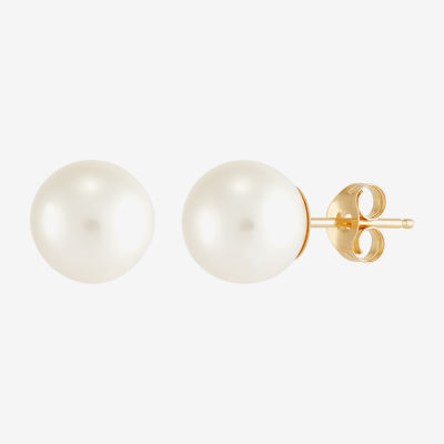 Certified Sofia™ 10K Gold 8-8.5mm Cultured Freshwater Pearl Stud Earrings