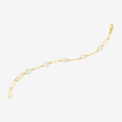 14K Gold Over Silver 7 3/4 Inch Solid Link Bracelet