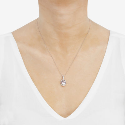 Womens Simulated Morganite Pendant Necklace
