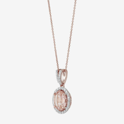 Womens Simulated Morganite Pendant Necklace