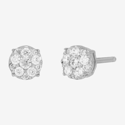 Diamond Blossom 1/4 CT. T.W. Natural White Diamond 10K White Gold 4.7mm Round Stud Earrings