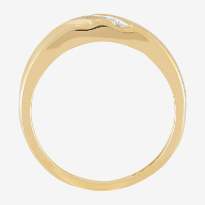 Mens Diamond-Accent Band 10K Gold