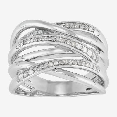 1/5 CT. Natural White Diamond Sterling Silver Bypass  Band